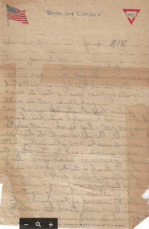 Letter to Parents WWI Pg 1 1 genealogy military